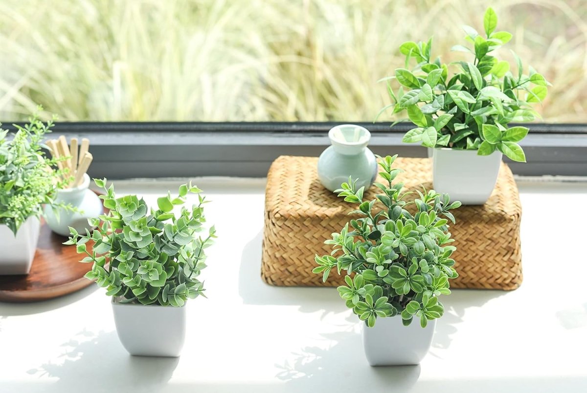 Der Rose 4 Pack Fake Plants Mini Artificial Greenery Potted Plants for Home Decor Indoor Office Table Room Farmhouse Bathroom Decor - Homesidy.com