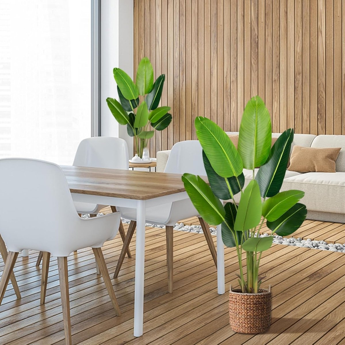 Artificial Bird of Paradise Plant 7Ft Fake Tropical Palm Tree with 17Trunks Faux Banana Leaf Trees in Pot for Home Indoor Outdoor Office Modern Decor Housewarming - Homesidy.com