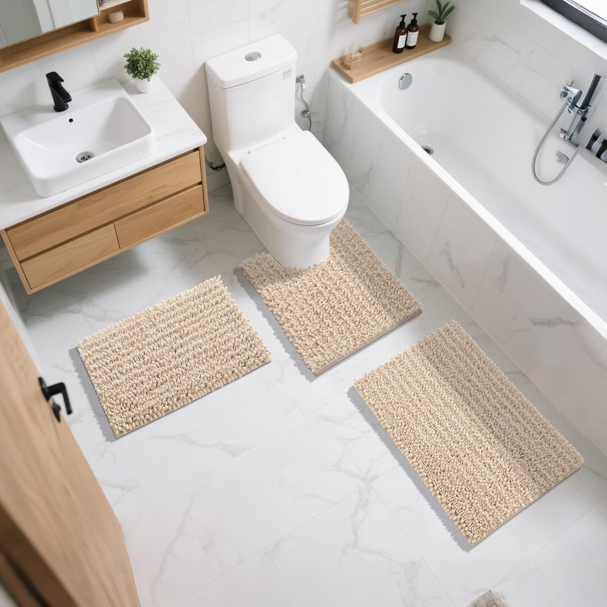 Yimobra Bathroom Rugs Non Slip Washable - Ultra Soft Absorbent Chenille Bath Mat, Quick Dry Shaggy Floor Carpet for Tub Shower, Gray Home Decor Accessories, 24x17 Inch - Homesidy.com