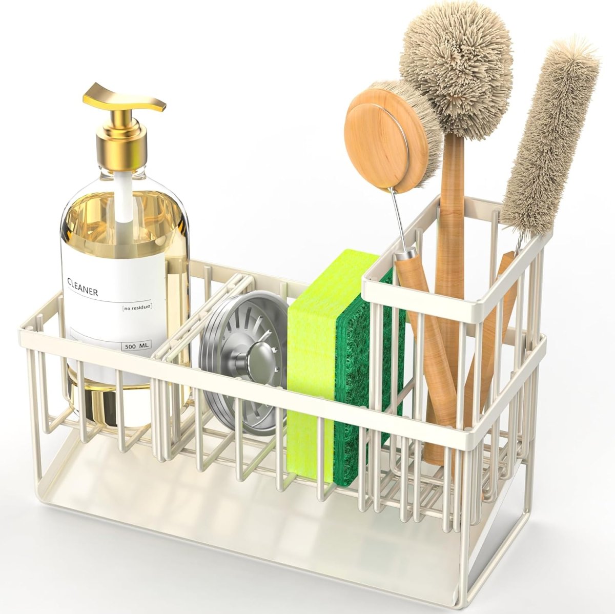 Cisily Kitchen Sink Caddy Organzier with High Brush Holder, Sponge Holder for Sink, 304 Rustproof Stainless, Kitchen Countertop Soap Dispenser Organizer, Kitchen Decor and Accessories - Homesidy.com