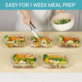 Vtopmart 5Pack 22oz Glass Storage Containers with Lids, Glass Meal Prep Food Container Sets with Snap Airtight Lids for Microwave, Oven, Freezer and Dishwasher, Grey - Homesidy.com