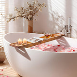 VaeFae Teak Bathtub Tray, Wooden Bath Caddy for Bathtub, Bath Tub Wood Table for Tub - Homesidy.com