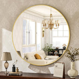 HARRITPURE Round Mirror 30 Black Wall Mounted Circle Mirrors Vanity Mirror with Brushed Aluminum Alloy Frame Modern Decoration for Bathroom, Living Room, Vanity, Bedroom, Entryway - Homesidy.com