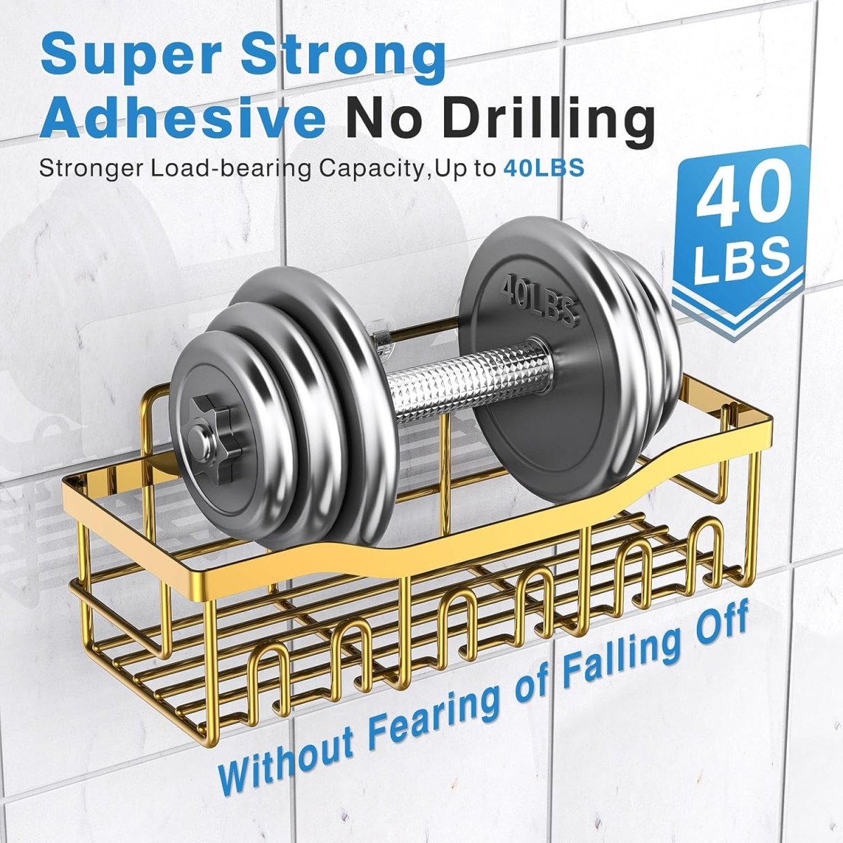 EUDELE Adhesive Shower Caddy, 5 Pack Rustproof Stainless Steel Bath Organizers With Large Capacity, No Drilling Shelves for Bathroom Storage &amp; Home Decor - Homesidy.com