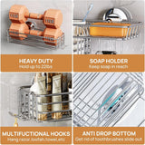 LEVERLOC Shower Caddy Suction Cup, 2 Pack Shower Shelves for Inside Shower with Hooks &amp; Soap Holder, NO - Drilling Bathroom Shower Organizer, Rustproof Meatl Shower Holder Storage, Black - Homesidy.com