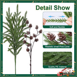 Artificial Christmas Norfolk Pine Stems Branches for Vases,12 Bundles Fake Pine Stems with 2 PCS Small Pinecones Branches Faux Evergreen Real Touch Greenery for Xmas Holiday Winter Table Indoor Decor - Homesidy.com