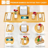 Bathtub Tray Caddy - Bath Tray - Bath Tub Tray Caddy - Bamboo Bath Table Tray for Tub - Expandable Size, Fits Most Tubs - Homesidy.com