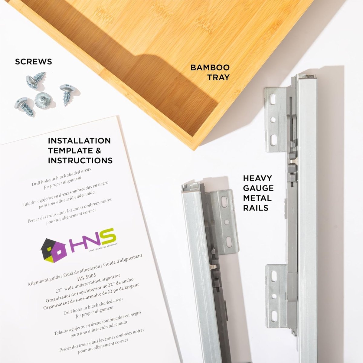 HOLDN’ STORAGE Bamboo Wooden Pull out Cabinet Organizer. 17&34; W x 21&34; D - Requires At Least a 18.25&34; W x 21&34; D.Cabinet Opening. W/Lifetime Limited Warranty. Bamboo Tray and Heavy gauge metal rails. - Homesidy.com
