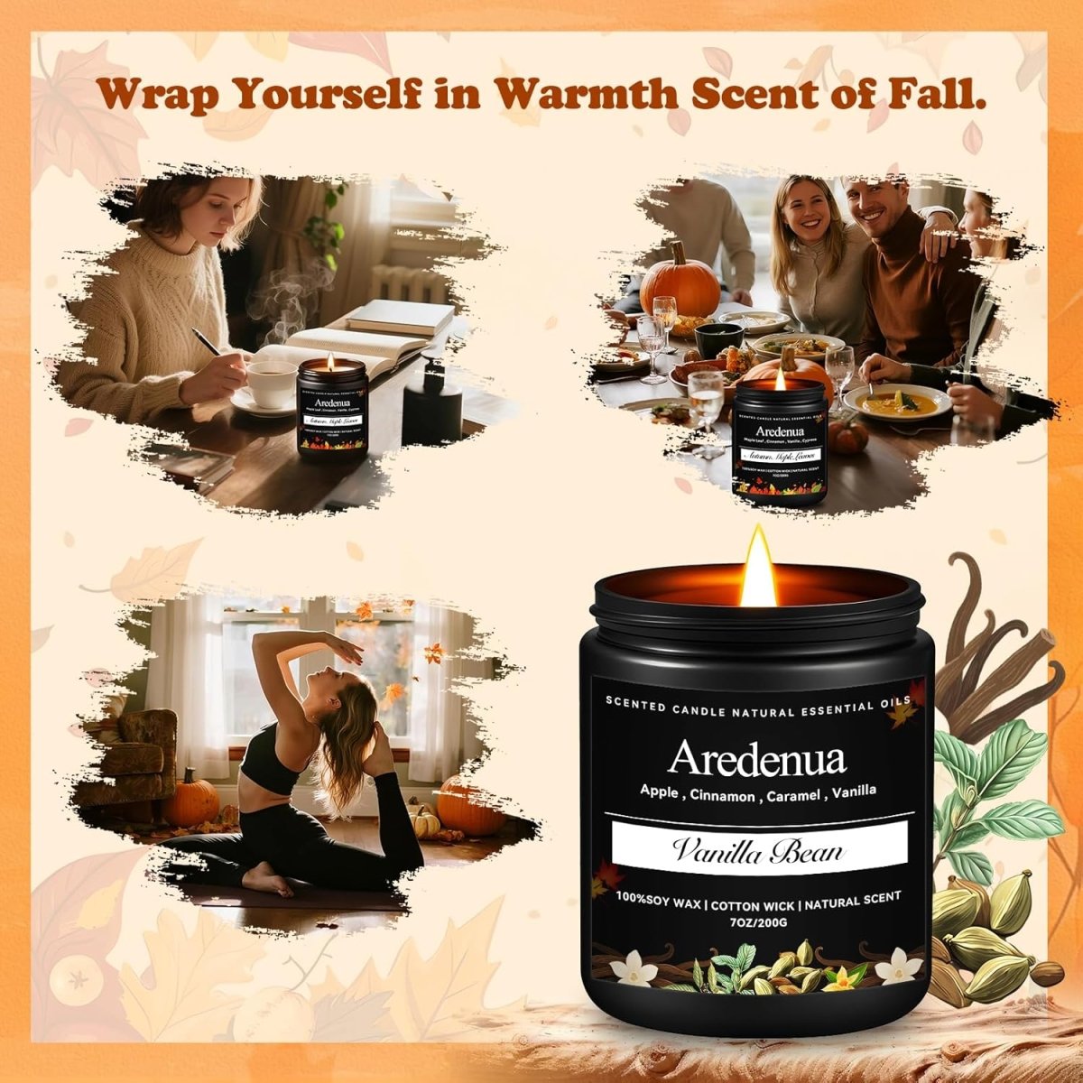 Christmas Candles - Christmas Spice Candle | 7 oz Soy Candles with Warm Cinnamon, Clove &amp; Nutmeg Aroma | Holiday Scented Candle, Cozy Winter Candle Gift for Men &amp; Women - Homesidy.com