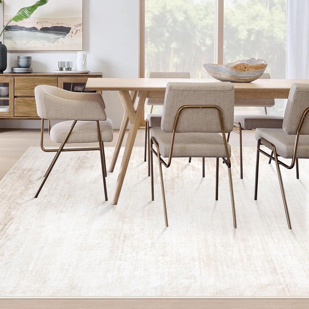 Area Rugs 6x9 Living Room: Washable Rug Modern Abstract Large Rug Soft Non Slip Neutral Rugs Stain Resistant Indoor Carpet for Bedroom Kitchen Dining Room Table Nursery Home Office Rugs(Beige,6x9) - Homesidy.com