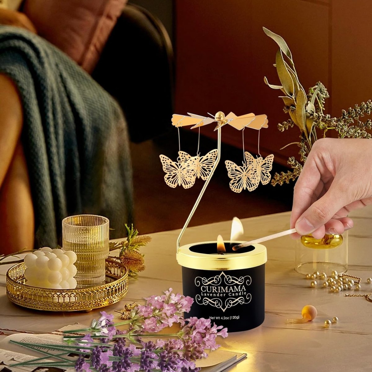 Christmas Gifts for Women, Unique Birthday Gifts for Women, Lavender Butterfly Rotating Scented Candles for Home Fragrance, Mom Birthday Gift from Daughter Son, Xmas Candle Gift for Sister Grandma - Homesidy.com