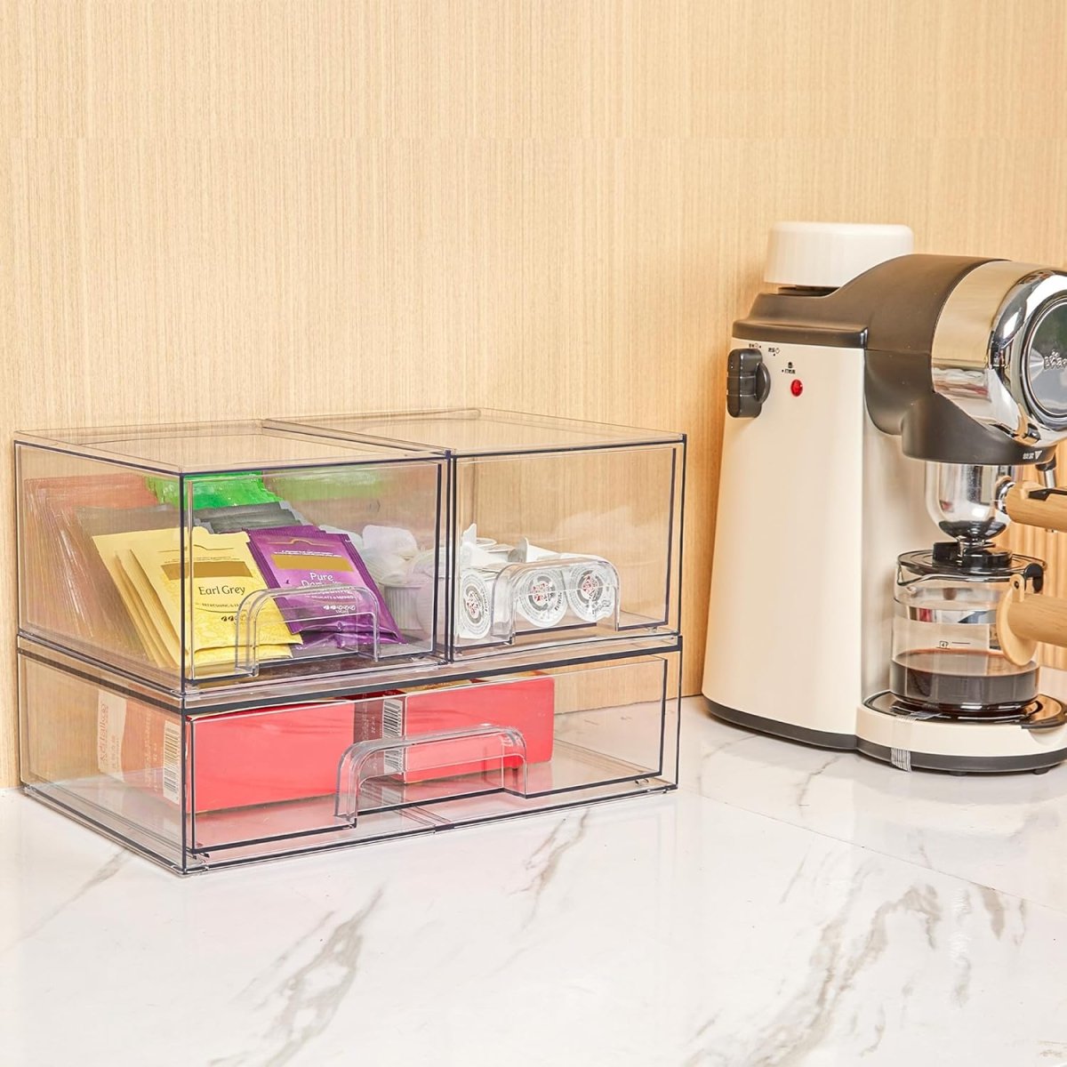 Vtopmart Stackable Storage Drawers Set of 5, Clear Plastic Organizer Bins for Baby Bottle, Beauty Supplies Storage, Ideal for Kichen Countertop, Vanity, Bathroom, Cabinet, Pantry Organization - Homesidy.com