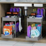 DEKAVA Under Sink Organizer 2 Pack, Bathroom Cabinet Organizer, 2 Tier Sliding Cabinet Basket Organizer Drawer, Multi - Purpose Bath Collection Baskets for Bathroom (Black) - Homesidy.com