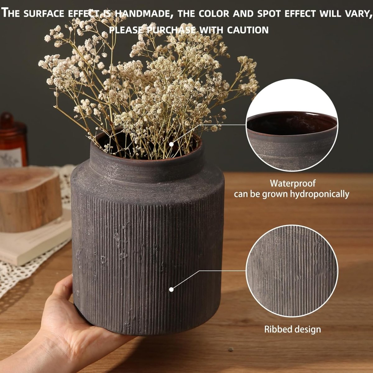 Rustic Vases for Home Decor. Ceramic Vase for Dining Table Decor. Terracotta Decorative Vase 6.1IN. ZSHLXM - Homesidy.com