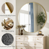 HARRITPURE Round Mirror 30 Black Wall Mounted Circle Mirrors Vanity Mirror with Brushed Aluminum Alloy Frame Modern Decoration for Bathroom, Living Room, Vanity, Bedroom, Entryway - Homesidy.com