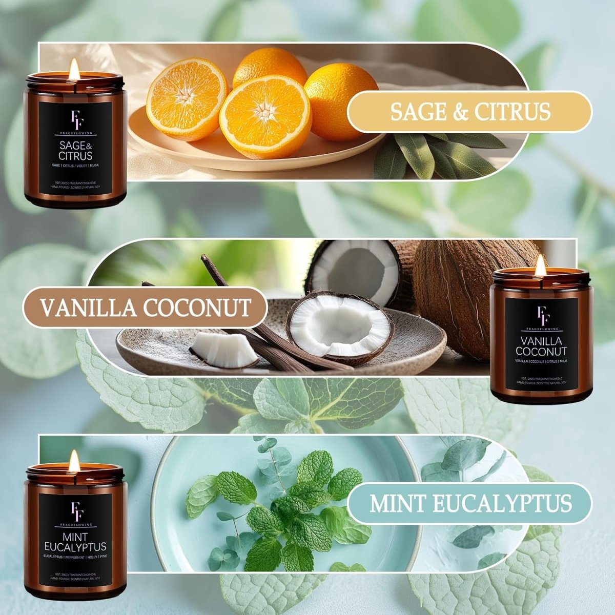Vanilla Coconut Candle, Scented Candle for Home Soy Wax Candle, Aromatherapy Candle Gift for Women Men, 7oz - Homesidy.com