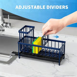 Cisily Black Sponge Holder for Kitchen Sink, Sink Caddy Organizer with High Brush Holder, Kitchen Countertop Organizers and Storage Essentials, Rustproof 304 Stainless Steel, Soap Dispenser Organize - Homesidy.com