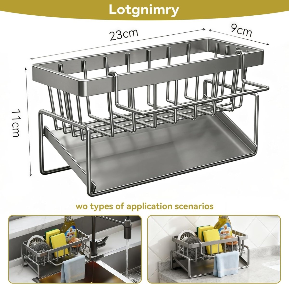 Lotgnimry Sponge Holder for Kitchen, Sink Caddy Organizer Rack for Kitchen Accessories, Soap Dispenser Countertop Organizer Essentials for Home (Black) - Homesidy.com