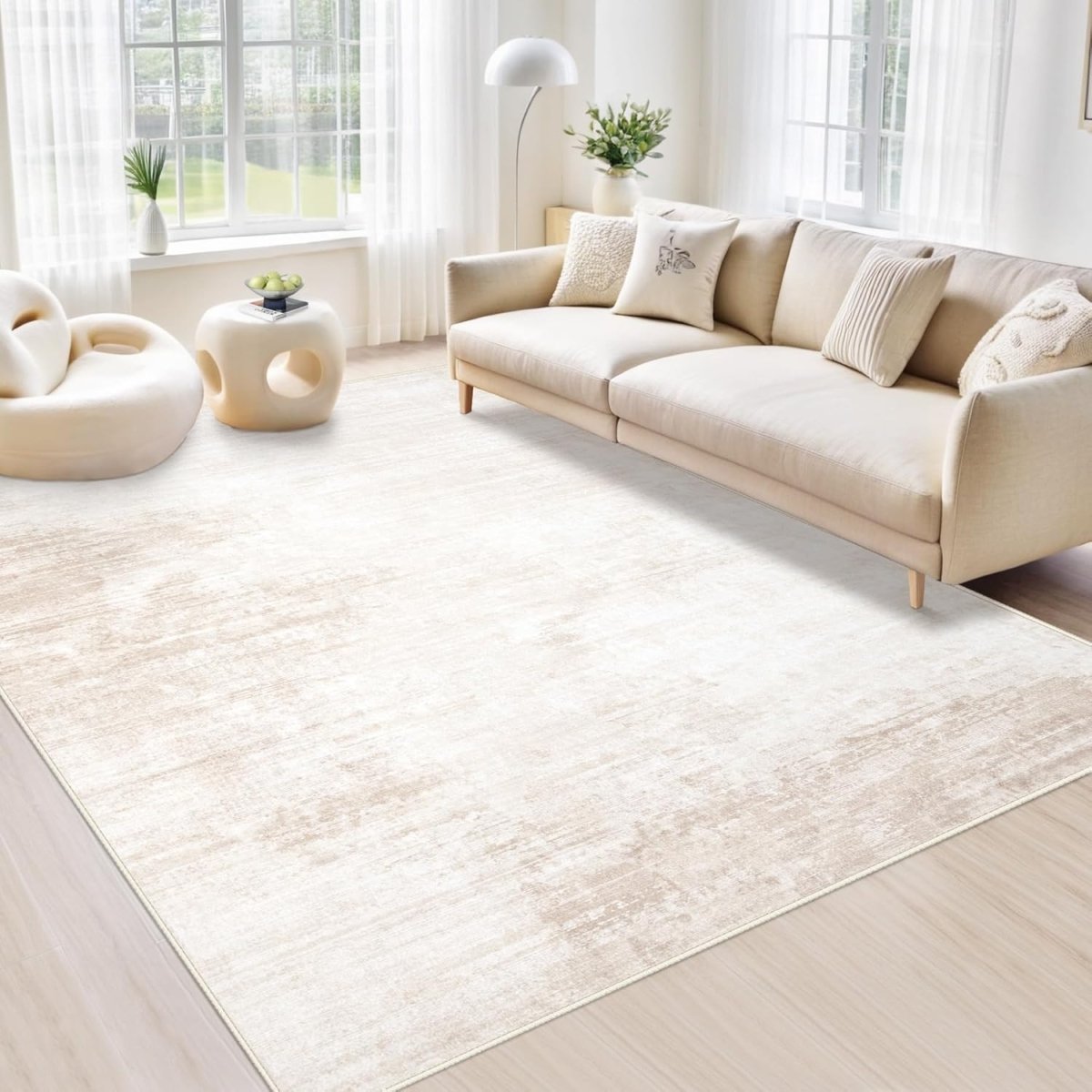 Area Rugs 6x9 Living Room: Washable Rug Modern Abstract Large Rug Soft Non Slip Neutral Rugs Stain Resistant Indoor Carpet for Bedroom Kitchen Dining Room Table Nursery Home Office Rugs(Beige,6x9) - Homesidy.com
