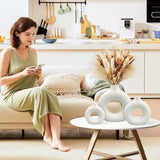 Ceramic Vases Set of 2,Modern Vases for Home Decor, White Boho Style for Living Room Kitchen Mantle Bedroom Dining Table Office Farmhouse Decorative Design - Homesidy.com
