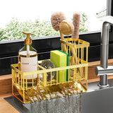 Cisily Kitchen Sink Caddy Organzier with High Brush Holder, Sponge Holder for Sink, 304 Rustproof Stainless, Kitchen Countertop Soap Dispenser Organizer, Kitchen Decor and Accessories - Homesidy.com