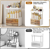 StorBin 3 Drawers Makeup Organizer - 5 Tier Bathroom Counter Organizers and Storage, Versatile Perfume Vanity Organizer, Ideal for Cosmetic, Large Skincare, Face Mask, Office Supplies, Amber - Homesidy.com