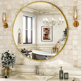 HARRITPURE Round Mirror 30 Black Wall Mounted Circle Mirrors Vanity Mirror with Brushed Aluminum Alloy Frame Modern Decoration for Bathroom, Living Room, Vanity, Bedroom, Entryway - Homesidy.com