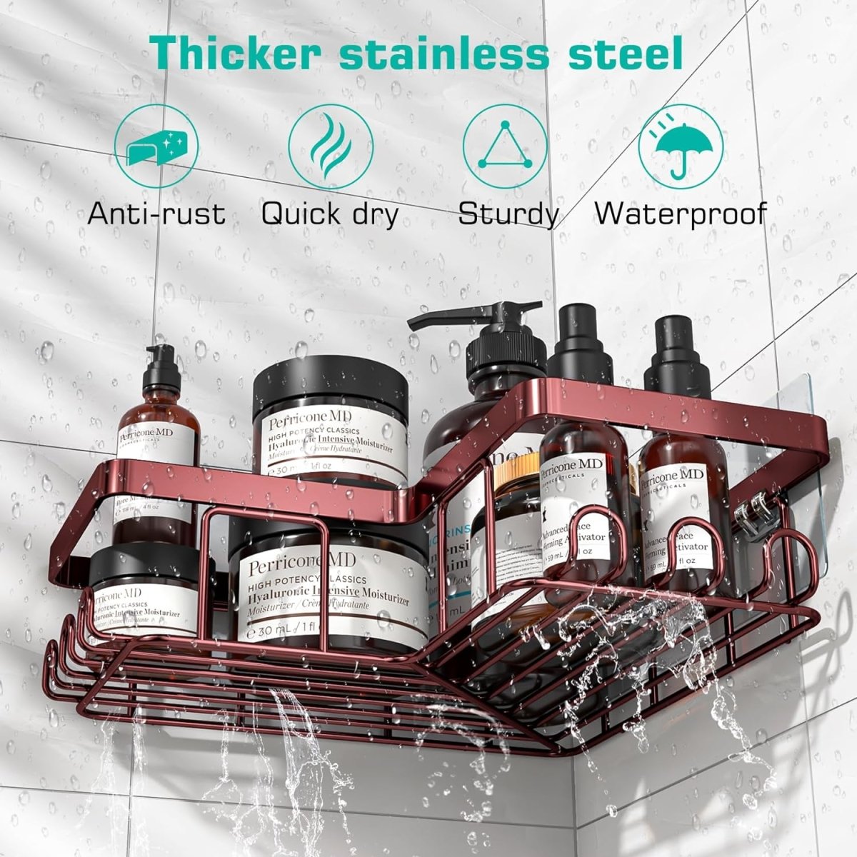 YASONIC Corner Adhesive Shower Caddy, with Soap Holder and 12 Hooks, Rustproof Stainless Steel Bathroom Organizer, No Drilling Wall Mounted Rack, Black, 3 - Pack - Homesidy.com