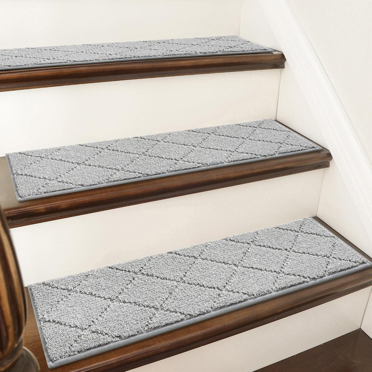 COSY HOMEER Edging Stair Treads Non - Slip Carpet Mat 28inX9in Indoor Stair Runners for Wooden Steps, Edging Stair Rugs for Kids and Dogs, 100% Polyester TPE Backing (15pc, Beige) - Homesidy.com