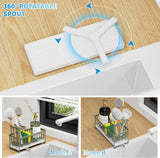 Cisily Black Sponge Holder for Kitchen Sink, Sink Caddy Organizer with High Brush Holder, Kitchen Countertop Organizers and Storage Essentials, Rustproof 304 Stainless Steel, Soap Dispenser Organize - Homesidy.com