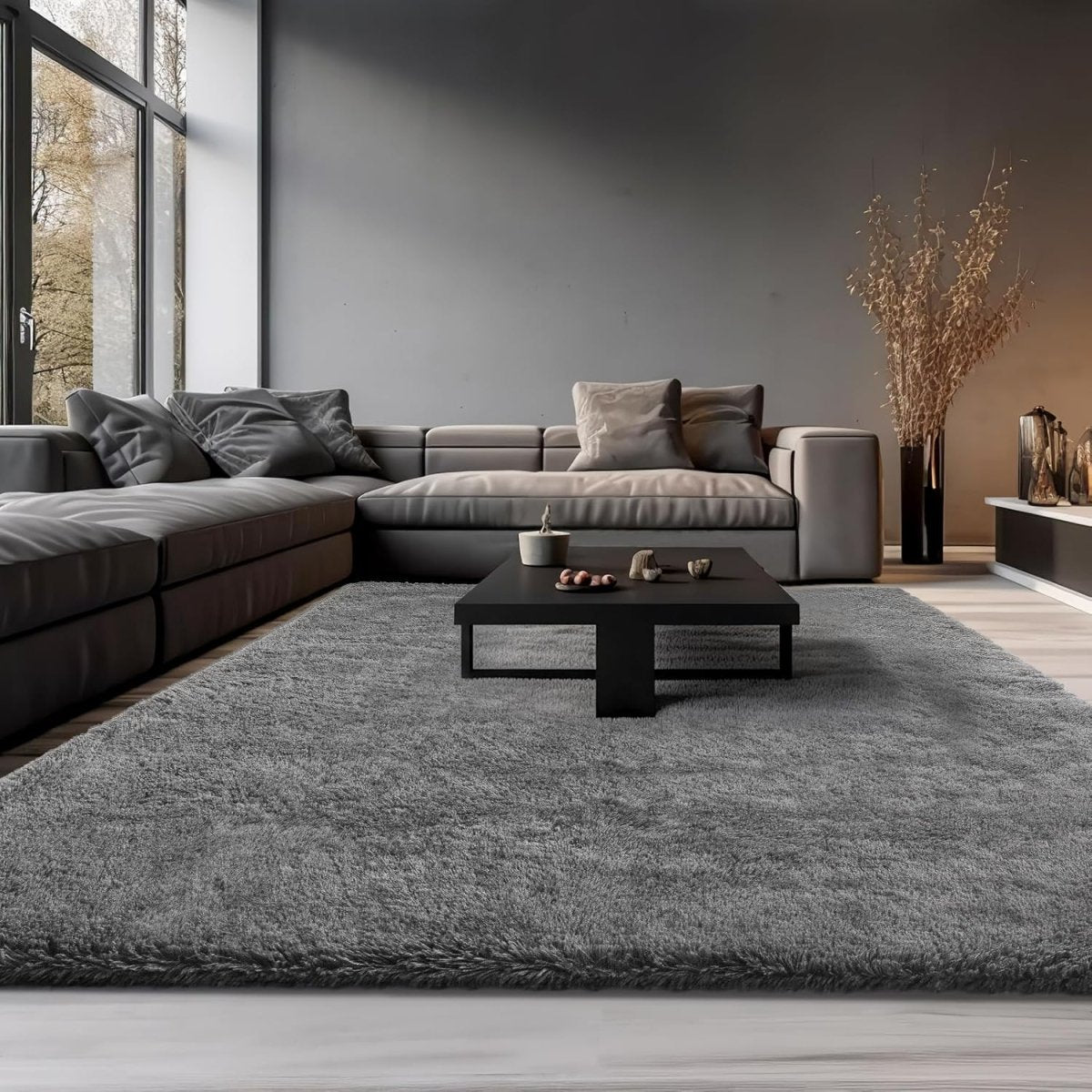 Ophanie Area Rugs for Living Room Bedroom, Upgrade Non - Slip Fluffy Soft Grey Shag Carpet, Indoor Floor Gray 4x6 Fuzzy Shaggy Living Room Plush Rug for Kids Home Dorm Decor Aesthetic - Homesidy.com