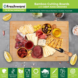 Bamboo Cutting Boards for Kitchen [Set of 3] Wood Cutting Board for Chopping Meat, Vegetables, Fruits, Cheese, Knife Friendly Serving Tray with Handles - Homesidy.com
