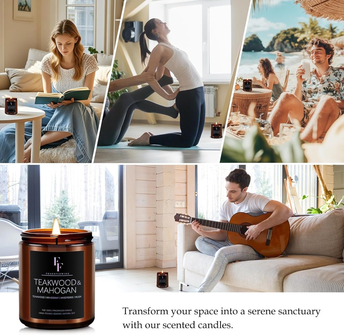 Eucalyptus &amp; Sage Scented Candles,Candles for Home Scented Aromatherapy Candles,Soy Wax Candle Gift for Women Men Amber Jar Candle, 7oz - Homesidy.com