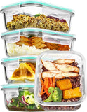 Vtopmart 5Pack 22oz Glass Storage Containers with Lids, Glass Meal Prep Food Container Sets with Snap Airtight Lids for Microwave, Oven, Freezer and Dishwasher, Grey - Homesidy.com