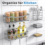 EUDELE 5 - Pack Rustproof Stainless Steel Shower Caddy Set– No Drill Adhesive Bathroom Organizer, Space - Saving Shower Shelves for Apartment Essentials, Bathroom/Kitchen Storage Home Decor - L Size - Homesidy.com