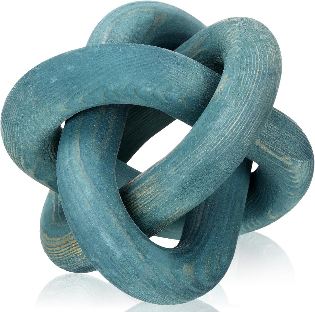 Yalikop 3 Link Wood Knot Decor - Hand Carved Coffee Table Decoration, Boho Chain Link Decor, Modern Shelf, Rustic Objects for Home Living Room Bedroom(White) - Homesidy.com