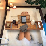 Temple Spring Wooden Bathtub Tray, Bamboo Bathroom Accessories, Bath Tray for Tub, at Home Spa Essentials, Board for Tub Table, Bath Caddy for Bathtub Accessories &amp; Bathroom Essentials – Natural - Homesidy.com