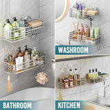 TAILI Shower Caddy Suction Cup 2 Pack with Hooks &amp; Soap holder, Heavy Duty Shower Organizer for Bathroom, No Drilling Bathroom Organizer with Large Capacity, Black Metal Storage Basket - Homesidy.com