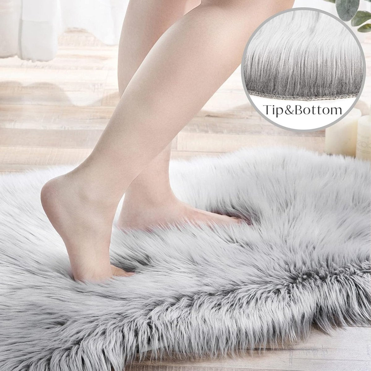 Ashler Faux Fur Rug, Fluffy White Small Sheepskin Rug, Ultra Soft 2x3 Ft Mat, Machine Washable Shag Mats, Nursery Throw for Bed, Living, Kids Room - Homesidy.com