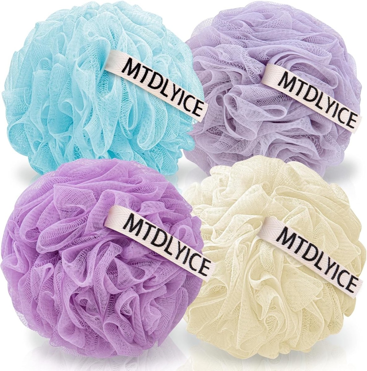 MTDLYICE Loofah Sponge, XXL Large Loofah 100g 4 Pack, Bath Sponge Soft Mesh Shower Loofah for Men, Body Scrub, Shower Pouf Bath Accessories, for Body Wash, Soap (Blue Gray) - Homesidy.com