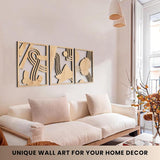 qmmp Modern Wooden Wall Sculptures - Set of 3 - MDF - Oak - Home Decor Accent - Large Wall Art for Living Room, Bedroom, Office - Easy Installation (Oak, Medium - Mountain and Sun, Unframed) - Homesidy.com