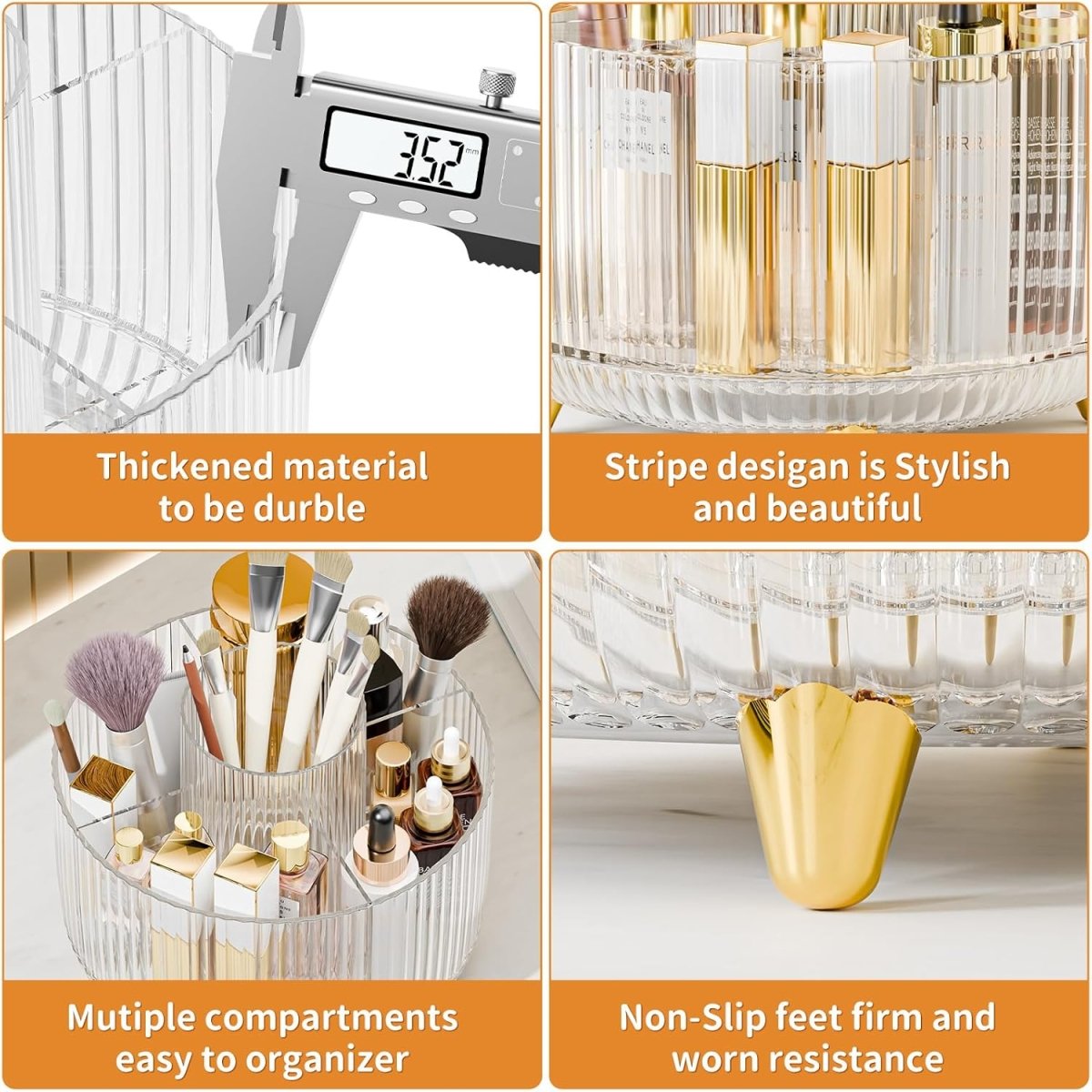 fanado 360° Rotate Makeup Brush Holder Organizer, Makeup Organizers Countertop, Makeup organization and Skincare Storage for Vanity, Desktop, Bathroom (White) - Homesidy.com