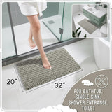 Yimobra Bathroom Rugs Non Slip Washable - Ultra Soft Absorbent Chenille Bath Mat, Quick Dry Shaggy Floor Carpet for Tub Shower, Gray Home Decor Accessories, 24x17 Inch - Homesidy.com