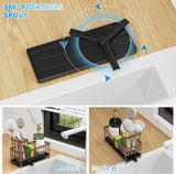 Cisily Black Sponge Holder for Kitchen Sink, Sink Caddy Organizer with High Brush Holder, Kitchen Countertop Organizers and Storage Essentials, Rustproof 304 Stainless Steel, Soap Dispenser Organize - Homesidy.com