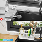 Cisily Kitchen Sink Caddy Organzier with High Brush Holder, Sponge Holder for Sink, 304 Rustproof Stainless, Kitchen Countertop Soap Dispenser Organizer, Kitchen Decor and Accessories - Homesidy.com