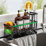 Cisily Kitchen Sink Caddy Organzier with High Brush Holder, Sponge Holder for Sink, 304 Rustproof Stainless, Kitchen Countertop Soap Dispenser Organizer, Kitchen Decor and Accessories - Homesidy.com