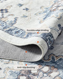 AMADA HOMEFURNISHING 8x10 Washable Area Rug, Low - Profile Large Area Rug with Non - Slip Backing &amp; Durable Edge Binding, Vintage Large Rugs for Living Room, Bedroom, Dinning Room - Homesidy.com