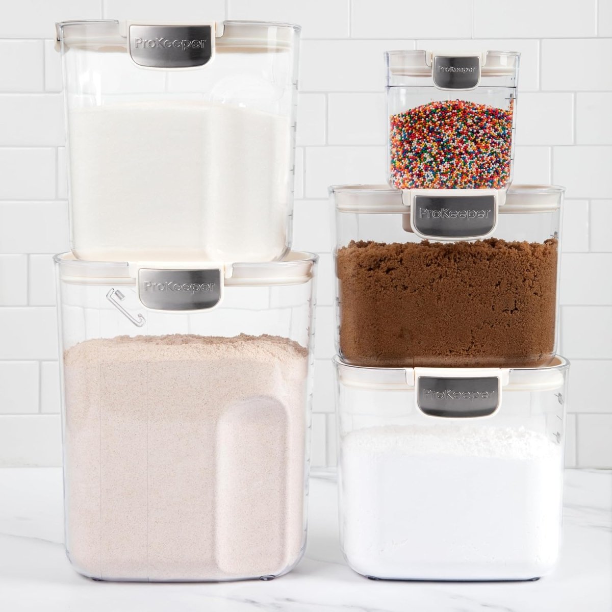 ProKeeper 9 - Piece Airtight Food Storage Container Set – Clear Plastic Flour and Sugar Canister Set with Magnetic Accessories for Kitchen Organization (Grey, 9 - Piece) - Homesidy.com