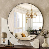HARRITPURE Round Mirror 30 Black Wall Mounted Circle Mirrors Vanity Mirror with Brushed Aluminum Alloy Frame Modern Decoration for Bathroom, Living Room, Vanity, Bedroom, Entryway - Homesidy.com