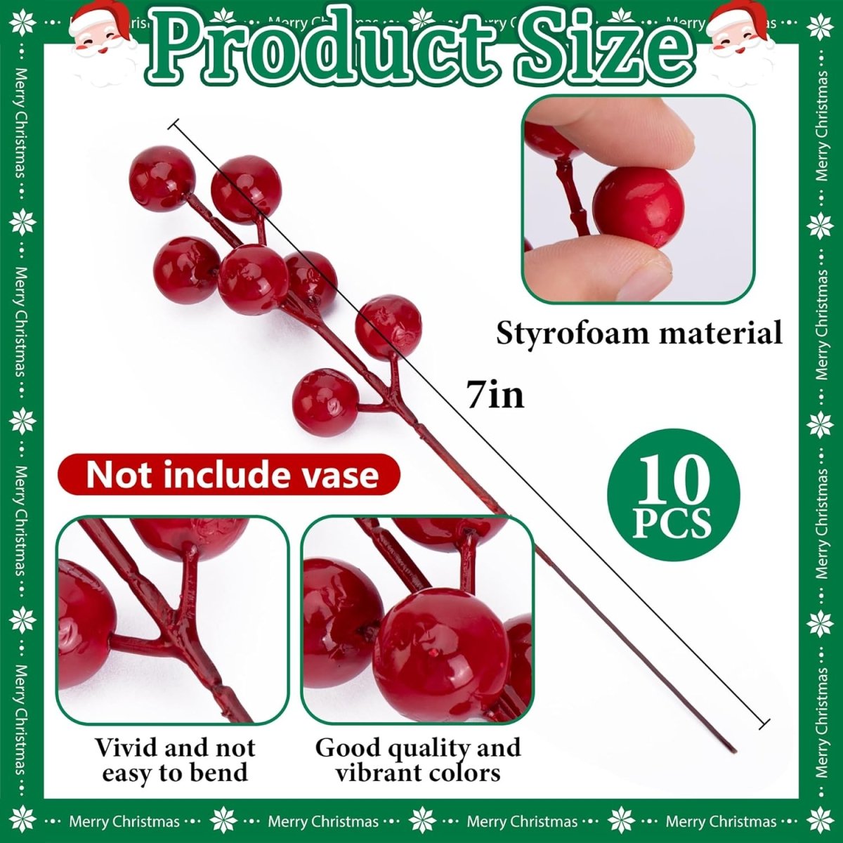 Watayo 60 Pcs Christmas Artificial Pine Branches with Red Berry Stems, 10.5&34; Faux Evergreen Norfolk Pine Cypress Leaves Stems, Fake Foliage Pine Needles Picks for DIY Craft Garland Home Decor - Homesidy.com